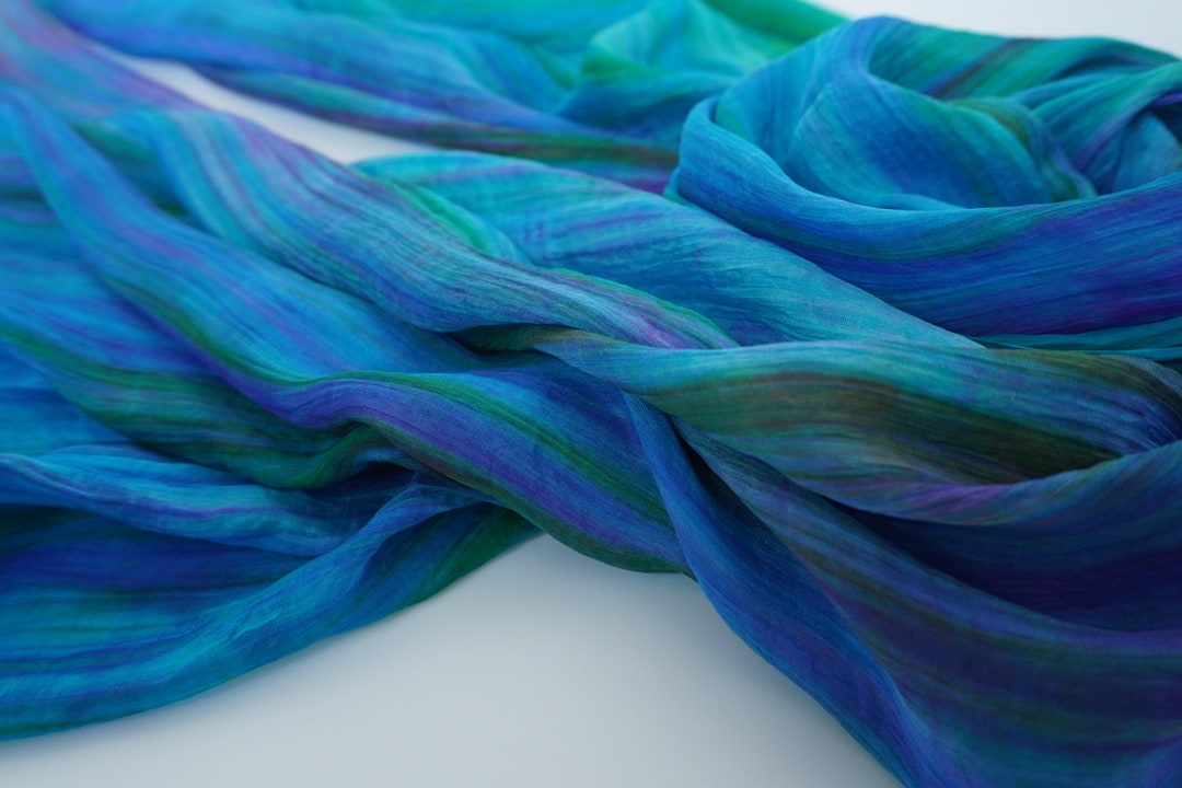 100 Ombre Pure Silk Scarf Purple Silk Scarf Blue Scarf for Women Head Silk Scarf for Hair Loss