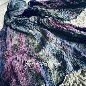 Ombre Purple Green Silk Scarf 100% Pure Silk Scarf Birthday Gift for Wife Unique Valentine Gift for Girlfriend, for mommy Long Shawl Gifts
