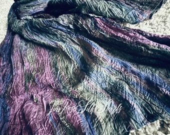 Ombre Purple Green Silk Scarf 100% Pure Silk Scarf Birthday Gift for Her Mother's Day Gift Handmade Gift Beach Accessory Gift for Girlfriend