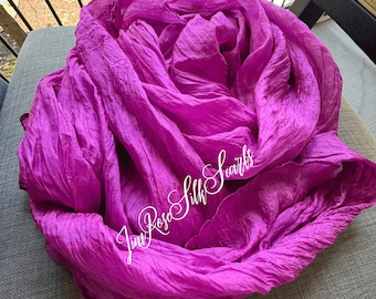 Bubblegum Crinkle Silk Scarf 100% Pure Silk Long Scarf Pink Plain Silk Scarf for Women Boho Silk Scarf Birthday Craft Gift Mother's Day Gift