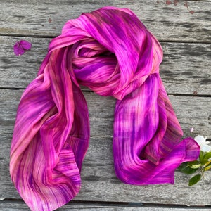 100% Pure Pink Silk Scarf for Women Birthday Gift for Girlfriend Art Scarf for Woman Ombre Scarf Wedding Wrapped Scarf Hippie Style Scarf