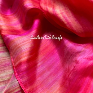 100% Silk Ombre Scarf Mix of Pink Orange Silk Scarf Beach Accessory Luxury Scarf Wedding Wrap Birthday Gift for Wife Lightweight Hippie Gift