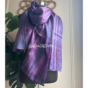 100% Pure Silk Scarf for Women Birthday Gift for Her Ombre Silk Scarf Mix of Purples Head Silk Scarf for Hair Loss Travel Accessories