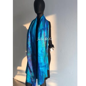 100% Pure Silk Scarf Purple Long Blue Scarf for Women Head Silk Scarf for Hair Loss Handmade Birthday Gift for Her Scarves Free Shipping