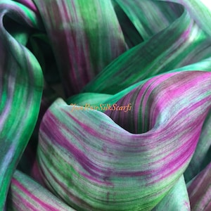 100% Pure Silk for Women Handmade Marbling Silk Scarf Head Scarf for Cancer Patient Special Gifts Birthday  Scarves Travel Accessories