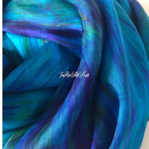 Handwoven Mulberry Silk Scarf Ombre mix of Purples Greens Blues Lightweight Silk Shawl Personalized Craft Gift for Her Pick 3 for Discount