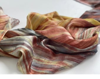 Hand-Dyed Mulberry Silk Scarf – Ombre Art Wrap, Vietnamese Crafted, Bohemian Style (78.7")