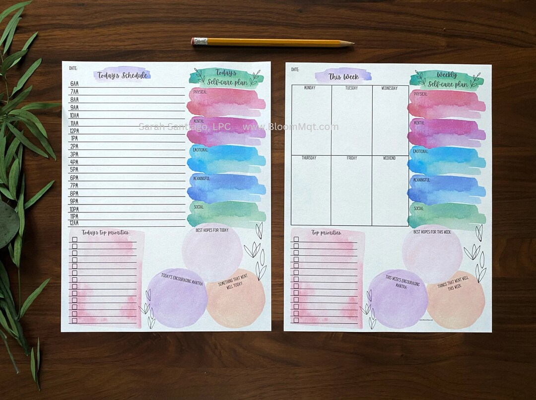 Self Care Planner Printable Weekly Daily Format Etsy Self Care Planner Printable Weekly Daily Format Etsy