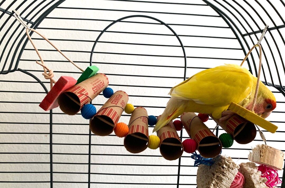 Toys for Birds in Cages hanging Ladder Handmade Bird Toys for Cockatiels. Parakeets, and