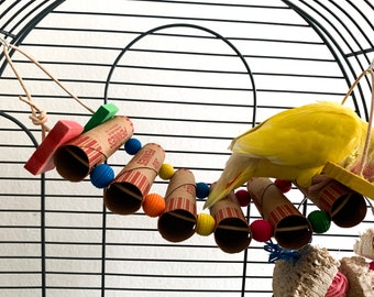 toys for birds in cages  "Hanging ladder" handmade bird toys for cockatiels. parakeets, and lovebirds