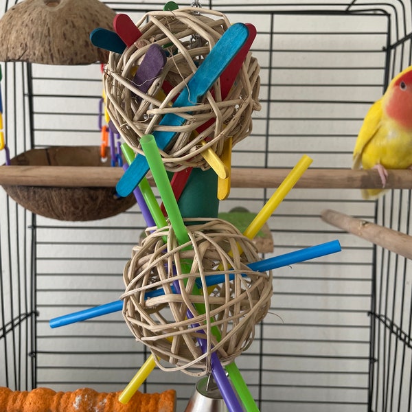 toys for birds in cages fun hanging "orbit balls bird toy" boredom busting bird toys for budgies, cockatiels, and lovebirds