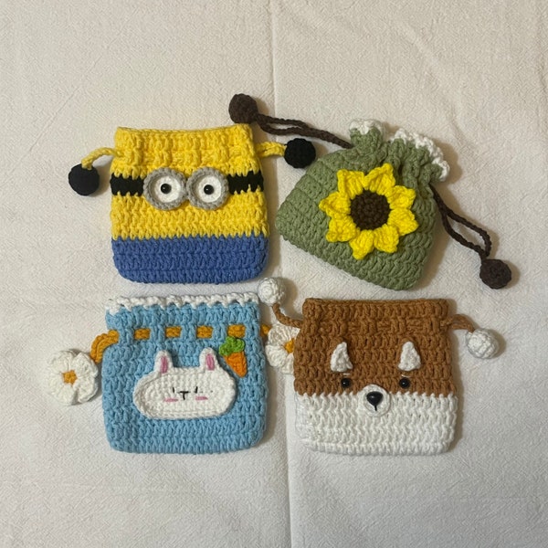 Crochet AirPods Purse | Handmade Coin Pouch | Crochet Sunflower Purse | Little Gift Bag | Earphone Case | Crochet Storage Bag