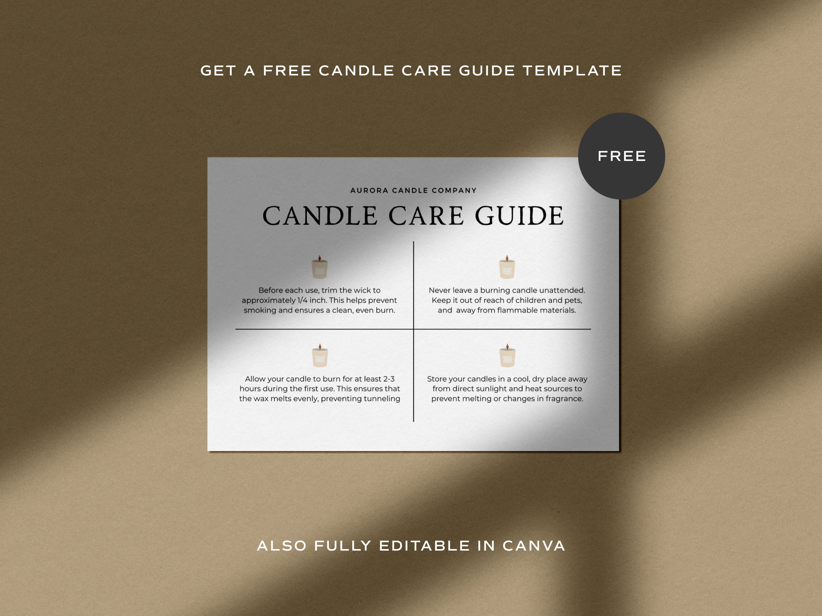 Canva Candle Label Template, Minimalist Candle Label Template, Modern ...