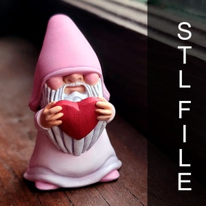 Valentines Lawn Gnome Heart Figurine Stl (DIGITAL FILE ONLY)