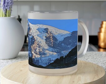 Mt Rainier Frosted Glass Mug