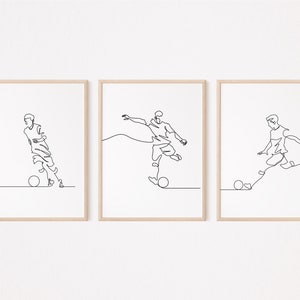 3 Football Wall Art/Soccer Posters/Sports Wall Decor/Printable/Print/Gift for Him Boy/Bedroom Decor/Line Art Drawing/Digital Download/L103