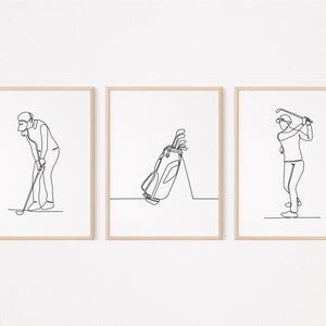 3 Golf Wall Art/Posters/Sports Wall Decor/Printable/Print/Golfer Gift for Women Her/Bedroom Decor/Line Art Drawing/Digital Download/L153