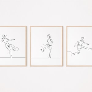 3 Soccer Wall Art/Football Posters/Sports Wall Decor/Printable/Print/Gift for Her Girl/Bedroom Decor/Line Art Drawing/Digital Download/L108