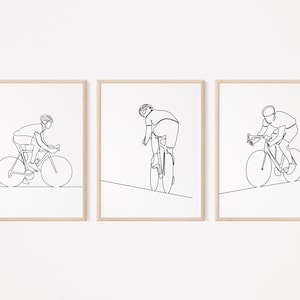 3 Cycling Poster/Cyclist Wall Art /Print/Printable/Biker Gift For Men Him/Wall Decor/Line Art Drawing/Digital Download/Bedroom Decor/L152
