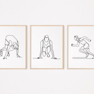 3 Running Man Wall Art/Runner Posters/Run Sport Printable/Athlete Print/Line Art Drawing/Gift for Men Him/Digital Download/Illustration/L157