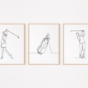 3 Golf Wall Art/Posters/Sports Wall Decor/Printable/Print/Golfer Gift for Couple/Bedroom Decor/Line Art Drawing/Digital Download/L154