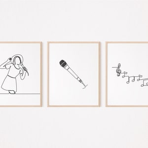 3 Girl Singing Wall Art/Lady Singer Posters/Woman Sing Print/Printable/Wall Decor Gift for Singer/Music/Musician Art/Line Art Drawing/L224