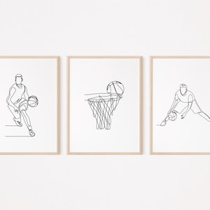 3 Basketball Wall Art/Posters/Sports Wall Decor/Printable/Print/Gift for Him Boy/Bedroom Decor/Line Art Drawing/Sketch/Digital Download/L134