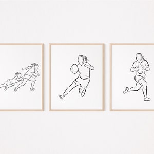 3 Rugby-Wand-Kunst/Rugby-Spieler-Poster/Sport-Liebhaber-Fan-Geschenk/Print/printable/Linie Kunst Zeichnung/Schlafzimmer-Raum-Wand-Dekor/digitaler Download/L194