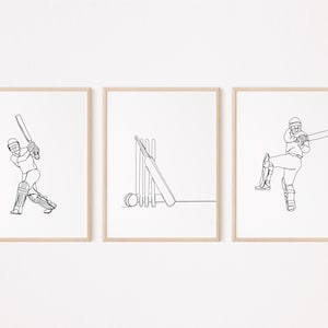 3 Cricket Wall Art/Posters/Sports Wall Decor/Printable/Print/Gift for Men Man Him/Bedroom Decor/Line Art Drawing/Digital Download/L112
