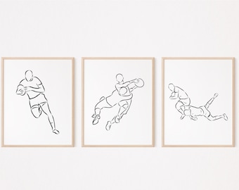 3 Rugby Player Poster/Rugby Wall Art/Sports Lovers Fan Gift/Print/Printable/Line Art Drawing/Bedroom Room Wall Decor/Digital Download/L213