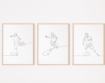 3 Soccer Wall Art/Football Posters/Sports Wall Decor/Printable/Print/Gift for Him Boy/Bedroom Decor/Line Art Drawing/Digital Download/L104