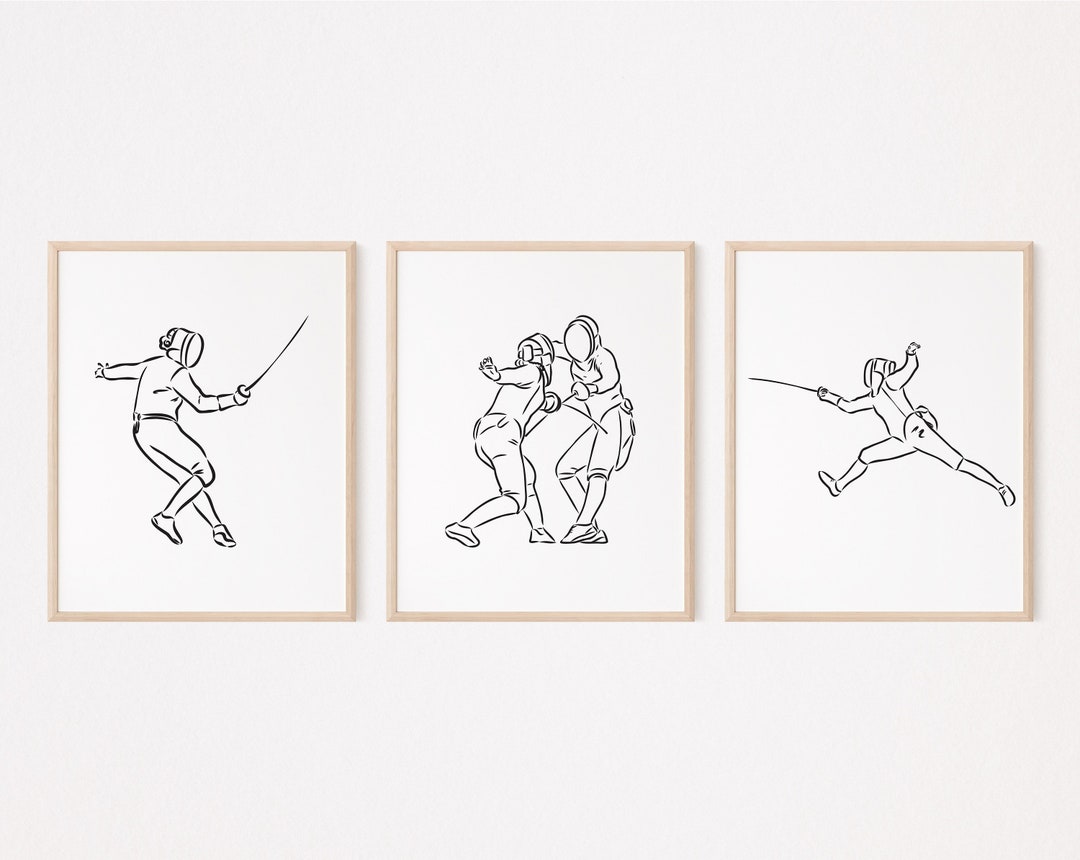 Fancing Poster 3 Fencing Poster/fencer Wall Art/gift/sport Printable/wall Decor/print ...