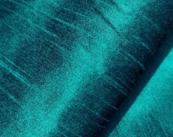 Tela dupioni azul verdoso hecha a mano: material de seda sintética para vestido de novia