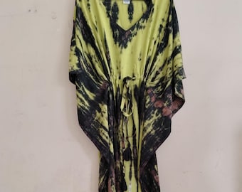 Tie Dye Rayon Kaftan | Hippie Boho Dress | Festival Outfit | Kaftan Cover Up