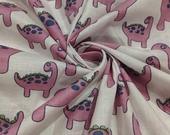 Kids Dino Cotton Fabric – Colorful Dinosaur Print for Baby Quilts & Clothing