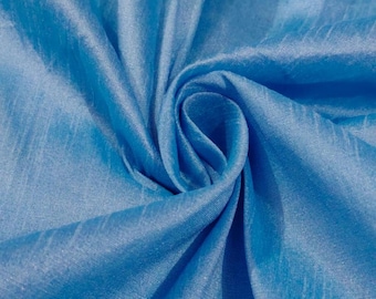 Dark Sky Blue Dupioni Silk Fabric: Bridal Gown Material, 44" Wide