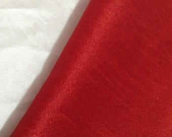 Tela de seda sintética Dupioni roja: Material para vestidos de novia tejidos a mano.