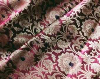 Floral Brocade Fabric: Indian Wedding Bridal Dress Material