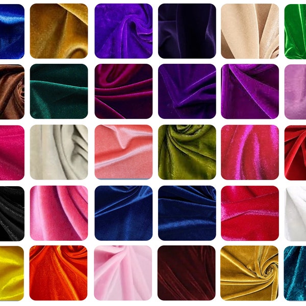 30 Colors Velvet Silk Fabric- Velvet fabric for her- Silk Gown Fabric by Yards- Velvet Plain Fabric for Crafts - Fabric For Bridal Dresses