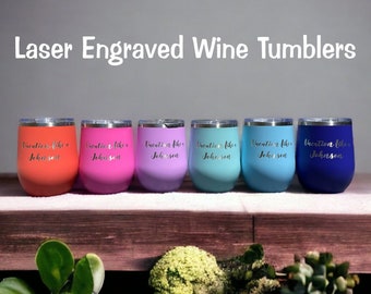 Wine Tumbler With Straw Personalized Wine Tumbler Custom Wine Tumbler Laser Engraved Wine Tumbler Monogrammed Wine Tumbler Bridesmaids