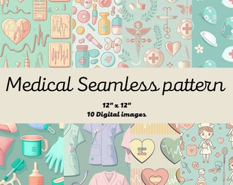 Seamless Pattern Medical Field, Scrapbook Paper, Digital Download, Printable Papers, Medical Student Gift, Digital Scrapbook Paper, Seamless