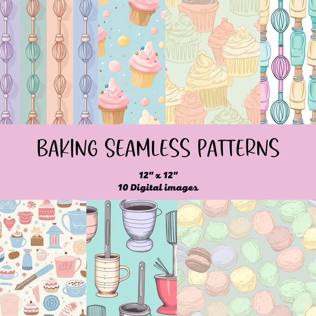 Bakers Pattern Background Baker Seamless Pattern, Seamless Pattern for Baking, Baking Digital ...