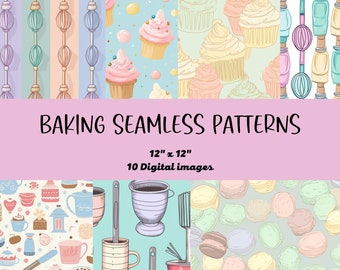 Baker seamless pattern, Seamless pattern for baking, Baking Digital Download, Baking, Gift For bakers, Baking Paper, Digital Paper, Cupcake