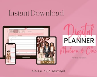 2024 Black Girl Digital Planner: Monthly, Weekly, Daily (PDF)