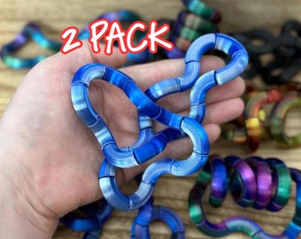 Cuerda antiestrés Infinity impresa en 3D, iridiscente bicolor o tricolor personalizable - Paquete de 2