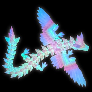 Glow In The Dark Dragon Multicolor Rainbow, articulated dragon, fidget dragon, crystal dragon, trending toy, trendy gift, dragon lover gift