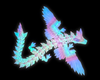 3D Printed Glow In The Dark Dragon Multicolor Luminescent Rainbow, Custom Size