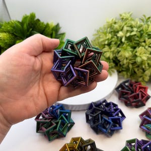 Cubos Fidget Interligados Impressos em 3D, Cor Personalizada Iridescente Dupla ou Tricolor imagem 12