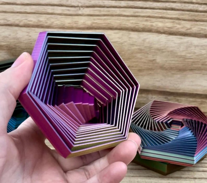 3D Printed Fidget Hexagon Fractal, Custom Color Iridescent Dual or Tri ...