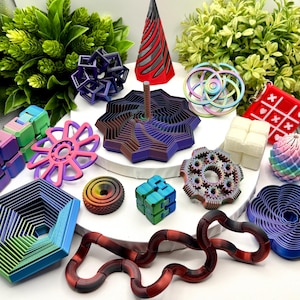 Mystery Fidget Variety Pack | 3D Printed Articulated Toy Assortment | Gift Basket, Stocking Stuffer, White Elephant, Secret Santa Idea